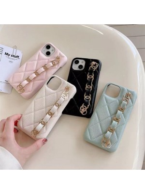 Chanel ブランド シャネル iPhone 14/14 Pro/14 Pro maxケース 韓国風 ジャケット型 チェーン付き バッグ モノグラム レザー製 アイフォン14/14プロ/14プロマックス/13/12/11カバー ファッション メンズ レディーズ