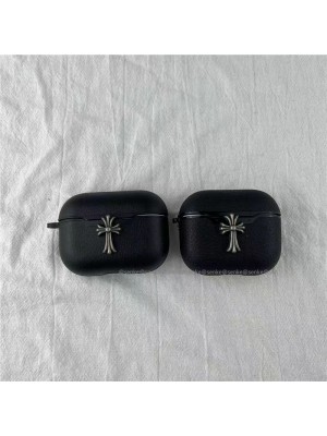 Chrome Hearts/クロムハーツ  airpods pro2/3ケース モノグラム 十字形 ブランド 第1/2/3世代 保護性 収納 紛失防止 エアーポッズ プロ2/3/プロ/2/1ケース 黒色 ファッション セレブ愛用 激安 メンズ レディース