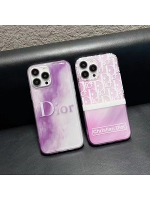 DIOR ハイブランド iphone 14/14 pro/14 pro maxケース オシャレ ディオール パープル色 きらきら クリア モノグラム アイフォン14/13/12/11カバー ファッション メンズ レディーズ