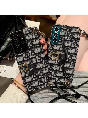 DIOR ディオール Galaxy S23/S23+/S23 ultra/Note20ケース かわいい バッグ型 収納可能 カード入れ ブランド iphone 14 pro max/14 pro/14カバー レザー チェーン付き 斜めがけ ファッション メンズ レディース