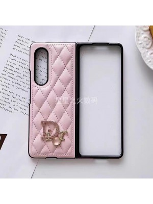 DIOR ブランド Galaxy Z Fold 4/Fold 3ケース ディオール 折り畳み キラキラ レザー モノグラム ギャラクシーz fold4/z fold3カバー 安い ファッション メンズ レディース