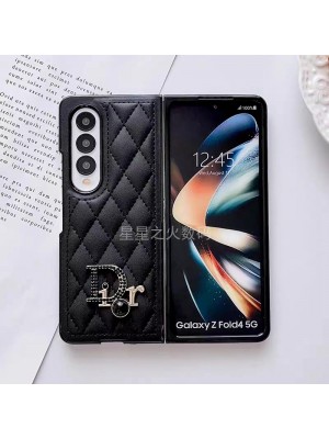 DIOR ブランド Galaxy Z Fold 4/Fold 3ケース ディオール 折り畳み キラキラ レザー モノグラム ギャラクシーz fold4/z fold3カバー 安い ファッション メンズ レディース