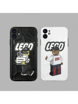 LEGO KAWS ブランド iphone13/13 mini/13 pro/13pro maxケース 韓国風 モノグラム カウズ シリコン おもちゃ ジャケット型 アイフォン13/12/11/x/xs/xr/8/7カバー 黒白色 ファッション メンズ レディース