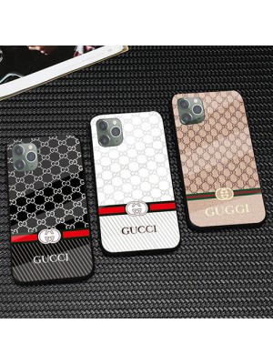 GUCCI ハイブランド iphone 13 /13 pro/13 mini/13 pro maxケース グッチ 全機種対応 背面硝子 縞 ミツバチ柄 アイフォン13/12/11/x/8/7カバー ファッション メンズ レディース