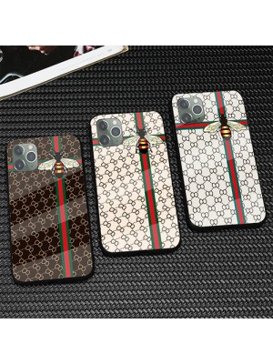 GUCCI ハイブランド iphone 13 /13 pro/13 mini/13 pro maxケース グッチ 全機種対応 背面硝子 縞 ミツバチ柄 アイフォン13/12/11/x/8/7カバー ファッション メンズ レディース