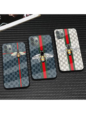 GUCCI ハイブランド iphone 13 /13 pro/13 mini/13 pro maxケース グッチ 全機種対応 背面硝子 縞 ミツバチ柄 アイフォン13/12/11/x/8/7カバー ファッション メンズ レディース