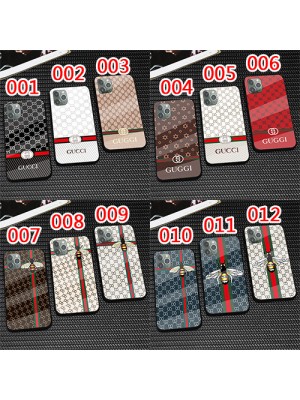 GUCCI ハイブランド iphone 13 /13 pro/13 mini/13 pro maxケース グッチ 全機種対応 背面硝子 縞 ミツバチ柄 アイフォン13/12/11/x/8/7カバー ファッション メンズ レディース