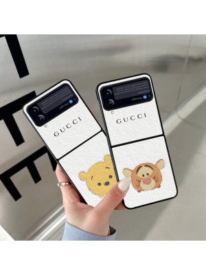 Gucci/グッチ ブランド Galaxy Z Flip3/Flipケース モノグラム 折りたたむ キャラクター柄 ジャケット型 背面 保護 カバー ファッション メンズ レディース