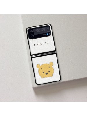 Gucci/グッチ ブランド Galaxy Z Flip3/Flipケース モノグラム 折りたたむ キャラクター柄 ジャケット型 背面 保護 カバー ファッション メンズ レディース