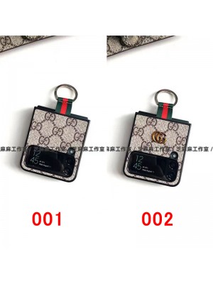 Gucci ブランド グッチ Galaxy z flip 4 5Gケース モノグラム柄 折りたたむ式 ストラップ付き 便利 ギャラクシーZ Flip3カバー GG 保護 芸能人愛用 激安 ファッション レディース