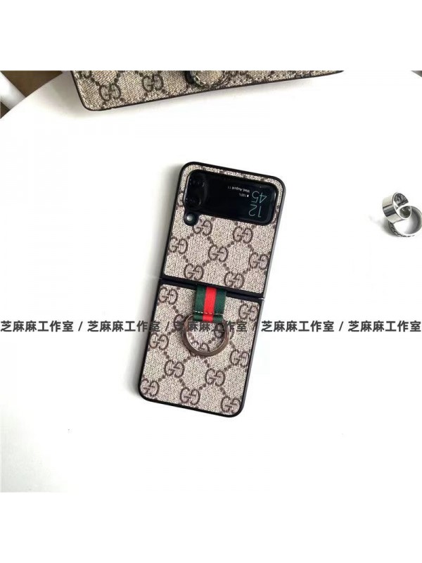 Gucci ブランド グッチ Galaxy z flip 4 5Gケース モノグラム柄 折りたたむ式 ストラップ付き 便利 ギャラクシーZ Flip3カバー GG 保護 芸能人愛用 激安 ファッション レディース