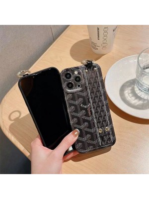 Goyard ブランド ゴヤール iphone14/14 pro/14 pro maxケース 韓国風 モノグラム Y柄 ハンドバンド付 リング ジャケット型 アイフォン14/13/12/11カバー ファッション メンズ レディース