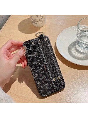 Goyard ブランド ゴヤール iphone14/14 pro/14 pro maxケース 韓国風 モノグラム Y柄 ハンドバンド付 リング ジャケット型 アイフォン14/13/12/11カバー ファッション メンズ レディース