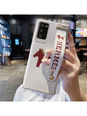 エルメス ブランド レザー Galaxy S21/S21 Plus/S21 Ultraケース ハンドバンド付き HERMES 馬柄 レザー製 モノグラム ギャラクシーnote20/note10/note9/note8カバー スタンド機能 メンズ レディース 