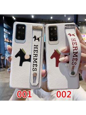 エルメス ブランド レザー Galaxy S21/S21 Plus/S21 Ultraケース ハンドバンド付き HERMES 馬柄 レザー製 モノグラム ギャラクシーnote20/note10/note9/note8カバー スタンド機能 メンズ レディース 