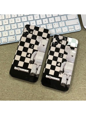 BE@RBRICK ブランド iphone 13/13 pro/13 mini/13 pro maxケース おしゃれ 黒白 格子柄 ベアブリック ジャケット型 モノグラム 芸能人愛用 アイフォン13/13 pro/13 pro max/12/11/X/XS/XR/8/7カバー ファッション メンズ レディーズ