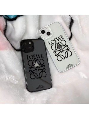 Loewe ブランド iphone 14/14 pro/14 pro maxケース ロエベ クリア  モノグラム柄 黒白色 アイフォン14プロ マックス/14プロ/14/13/12/se3/11/x/xs/xr/8/7カバー ジャケット型 メンズ レディース