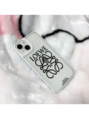 Loewe ブランド iphone 14/14 pro/14 pro maxケース ロエベ クリア  モノグラム柄 黒白色 アイフォン14プロ マックス/14プロ/14/13/12/se3/11/x/xs/xr/8/7カバー ジャケット型 メンズ レディース