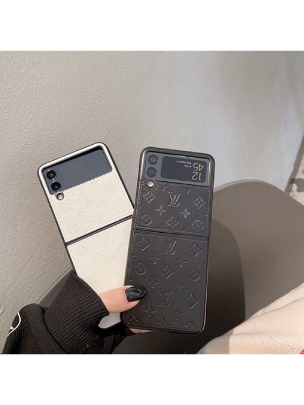 LV ルイヴィトン ブランド Galaxy Z Flip 3ケース ins風 背面レザー 保護 モノグラム柄 折りたたむカバー メンズ レディース