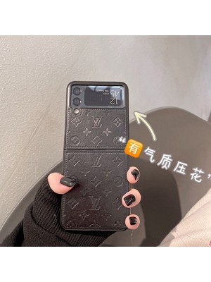 LV ルイヴィトン ブランド Galaxy Z Flip 3ケース ins風 背面レザー 保護 モノグラム柄 折りたたむカバー メンズ レディース