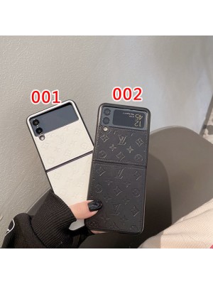 LV ルイヴィトン ブランド Galaxy Z Flip 3ケース ins風 背面レザー 保護 モノグラム柄 折りたたむカバー メンズ レディース