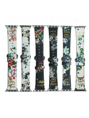 グッチ ブランド Apple Watch 7/6/SE/5/4/3バンド 可愛い GUCCI 花柄 レザー製 腕時計 アップルウォッチ7/6/se/5/4ベルト 大人気ストラップ メンズ レディース