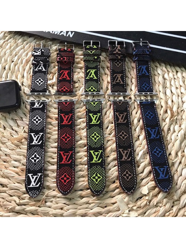 LV ハイブランド ルイヴィトン アップル ウォッチ8/SE2/Ultraバンド 黒 モノグラム柄 レザー製 Apple Watch 8/7/SE2/6/5/SE/4/3/2/1ベルト 腕時計ストラップ セレブ愛用 大人気 メンズ レデイース