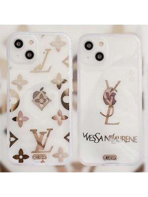 LV/ルイヴィトン YSL ブランド Iphone 13/13 Pro/13 Pro Maxケース シンプル ジャケット型 クリア イヴ･サンローラン メッキ モノグラム アイフォン13/12/11/X/XS/XR/8+/7+カバー  四角保護 メンズ レディース