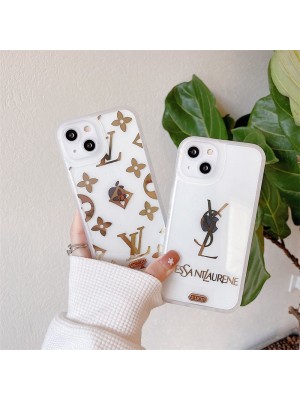 LV/ルイヴィトン YSL ブランド Iphone 13/13 Pro/13 Pro Maxケース シンプル ジャケット型 クリア イヴ･サンローラン メッキ モノグラム アイフォン13/12/11/X/XS/XR/8+/7+カバー  四角保護 メンズ レディース