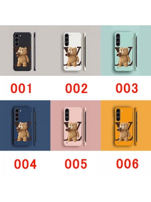 LV ブランド galaxy s23/s23+/s23 plus/s23 ultraケース 個性 ルイヴィトン 熊 モノグラム テディベア柄 ジャケット型 韓国風 ギャラクシーS23/S23プラス/23ウルトラ カバー 大人気 メンズ レディース