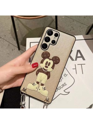 LV ブランド Galaxy S23/S23+/S23 Plus/S23 Ultra/S21ケース ルイヴィトン 韓国風 ディズニー ミッキーマウス柄 斜め掛け ストラップ付き モノグラム ジャケット型 ギャラクシーs23/s23プラス/s23ウルトラ/s21カバー HUAWEI メンズ レディーズ