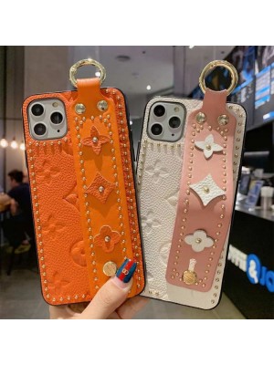 LV ブランド iphone14/14 pro/14 pro maxケース 韓国風 ルイヴィトン ハンドバンド付 リベット柄 リング付き スタンド機能 レザー製 ジャケット型 モノグラム アイフォン14/14プロ/14プロ マックス/14プラス/13/12/11カバー ファッション メンズ レディース