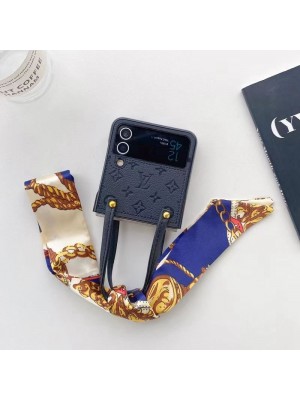 lv ハイブランド galaxy z flip 4/flip3/2/1ケース ルイヴィトン 折りたたむ レザー製 チェーン付き モノグラム ギャラクシーZ フリップ4/3/2/1カバー 大人気 メンズ レディース