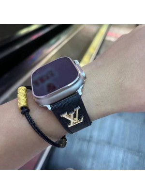 LV/ルイヴィトン ブランド アップルウォッチ8/SE2/Ultra/7バンド 激安 モノグラム レザー製 Apple Watch 8/se2/ultra/7/se/6/5/4/3/2ベルト 黒色 腕時計 ストラップ セレブ愛用 ファッション メンズ レディース