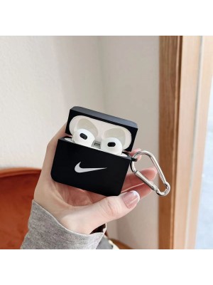 Nike/ナイキ ブランド Airpods pro2/pro/2/1ケース インスタ風 クリア 黒白色 モノグラム 保護性 カラビナ付き 芸能人愛用 エアーポッズプロ2/プロ/2/1カバー 紛失防止 メンズ レディーズ