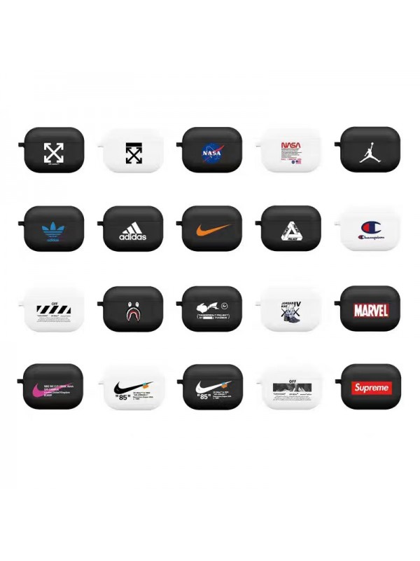 Adidas/アディダス Supreme/シュプリーム ブランド Airpods 3/pro2ケース 激安 Champion/チャンピオン KAWS/カウズ Aape/エーエイプ  Jordan/ジョーダン Off-White/オフホワイト エアーポッズ プロ2/3/2/1ケース ピカチュウ 保護 ナイキ/NIKE カラビナ付き NASA MARVEL 第3/2/1世代 ファッション セレブ愛用 大人気 メンズ レディース