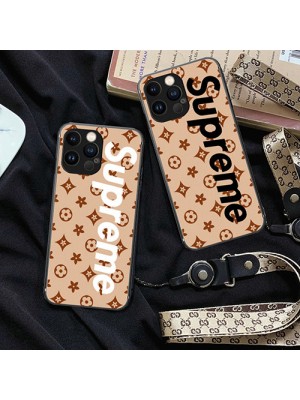 lv supreme コンボ ブランド iphone 13 pro/13 pro max/13 miniケース チェーン付き 個性 シュプリーム ルイヴィトン モノグラム アイフォン13/12/11/x/xr/xs/se2/8/7カバー ジャケット型 韓国風 メンズ レディーズ