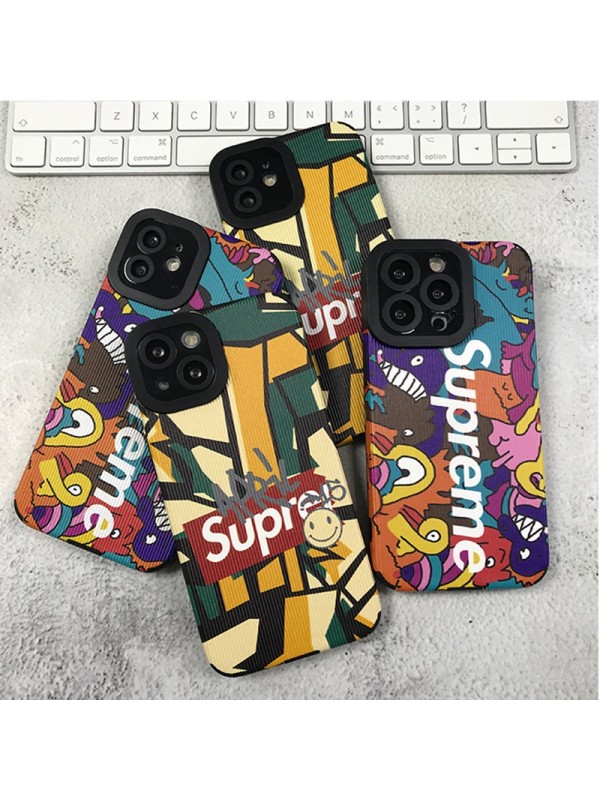 SUPREME/シュプリーム ブランド iphone se 第3世代/13/13 pro/13 pro maxケース 韓国風 ジャケット型 個性カラー モノグラム アイフォン13/12/11/x/xs/xr/8/7カバー 大人気 メンズ レディース