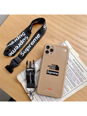 Supreme The North Face コラボ ブランド iphone14Pro max/14Pro14ケース 個性 シュプリーム ザノースフェイス ストラップ付き モノグラム ジャケット型 アイフォン14プロ マックス/14プロ/14/13/12/11カバー ファッション メンズ レディース