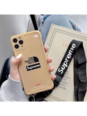 Supreme The North Face コラボ ブランド iphone14Pro max/14Pro14ケース 個性 シュプリーム ザノースフェイス ストラップ付き モノグラム ジャケット型 アイフォン14プロ マックス/14プロ/14/13/12/11カバー ファッション メンズ レディース