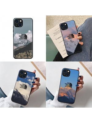 THE NORTH FACE ブランド iphone 13 pro/13 pro max/13 miniケース かわいい ザ.ノース.フェイス 雪山柄 レザー製 ステッチ ジャケット型 モノグラム アイフォン13/12/11/x/xr/xsケース ファッション メンズ レディーズ