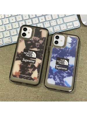 ザノースフェイス シュプリーム コラボ ブランド iphone 13/13 pro/13 pro maxケース お洒落 THE NORTH FACE クリア SUPREME シリコン アイフォン13/12/11/x/xs/xrカバー 大人気 メンス レデイース