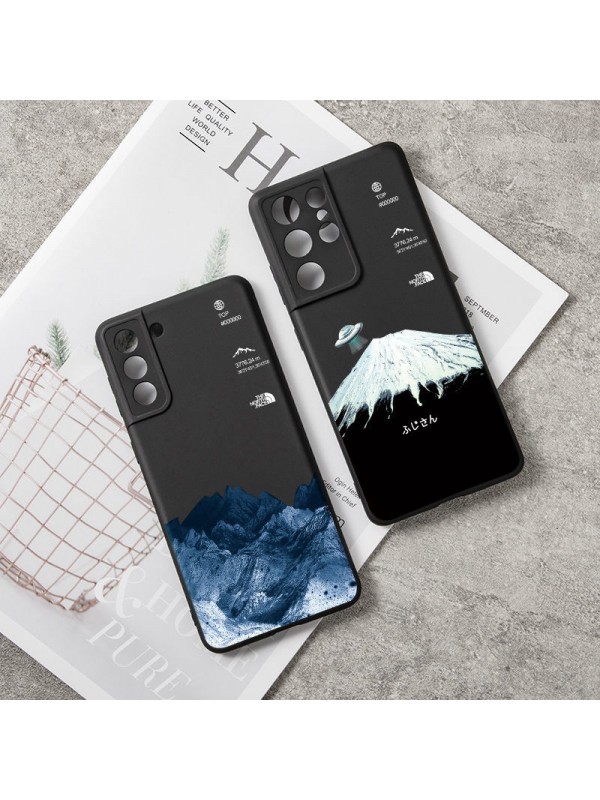 The North Face ブランド iphone se 第3世代/13/13 pro/13 pro maxケース ジャケット型 ザ・ノース・フェイス 雪山柄 Galaxy S22/s22+/s22 ultra/note21カバー 全機種対応 モノグラム Huawei P40/p30 メンズ レディーズ