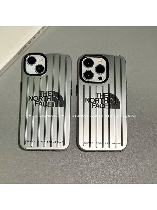 The North Face ブランド iphone 14/14 pro/14 pro max/14 plusケース 韓国風 ザ.ノース.フェイス スーツケース風 メッキ モノグラム アイフォン14/13/12/11カバー 芸能人愛用 メンズ レディーズ