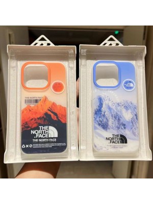 The North Face ブランド iPhone 14/14 Pro/14 Pro Maxケース 韓国風 ザ.ノース.フェイス 月球 クリアケース 雪山柄 ジャケット型 アイフォン14/14プロ/14プロ マックス/13/12/11カバー 芸能人愛用 メンズ レディース