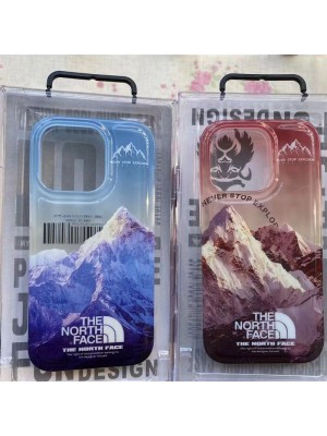 The North Face ブランド iPhone 14/14 Pro/14 Pro Maxケース 韓国風 ザ.ノース.フェイス 月球 クリアケース 雪山柄 ジャケット型 アイフォン14/14プロ/14プロ マックス/13/12/11カバー 芸能人愛用 メンズ レディース