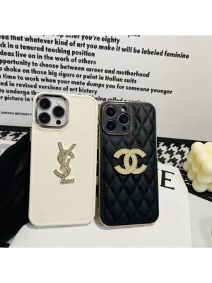 CHANEL YVES SAINT LAURENT ブランド iphone14Pro max/14Pro/14ケース かわいい キラキラ イブ.サンローラン YSL シャネル モノグラム ジャケット型 アイフォン14プロ マックス/14プロ/14/13/12/11カバー ファッション メンズ レディーズ