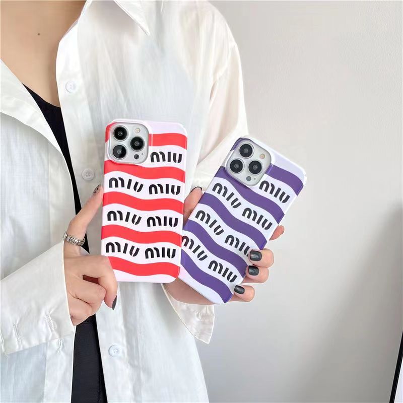 MIUMIU ミュウミュウ ブランド iphone14/14 pro/14 pro max/14 plusケース 個性 モノグラム 波柄