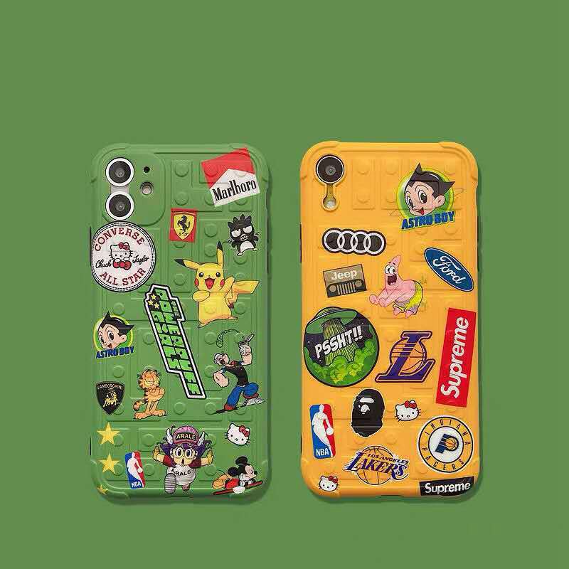 Aape ポケモン ディズニー パトリックスター ピカチュウ iphone13 pro/13 miniケース かわいい 運動風 NBA 四角保護