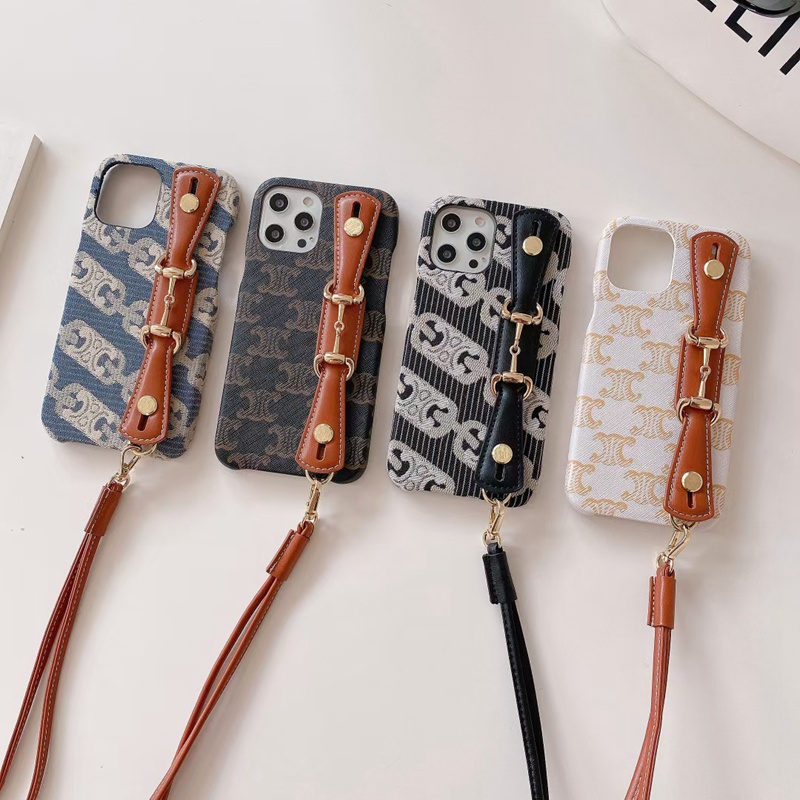 Celine ブランド iphone 13 mini/13 pro/13/13 pro maxケース ハンドバンド ペアお揃い